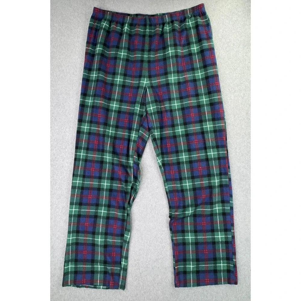 Ralph Lauren Black Label Fleece Tartan Plaid Pajama Set‎ Women's Petite L Crest